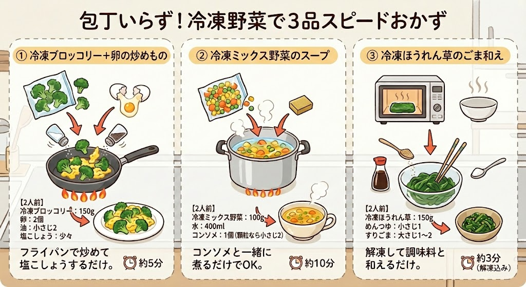 冷凍野菜を使った簡単レシピのイメージ