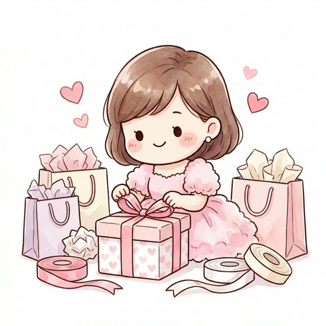 ホワイトデーのラッピングイメージイラスト